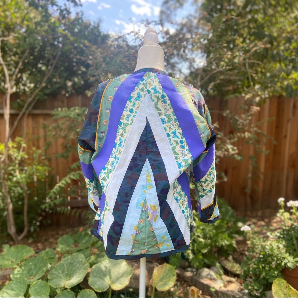 Vintage Purple, Teal & Blue Patchwork Jacket - Picture 14 of 15